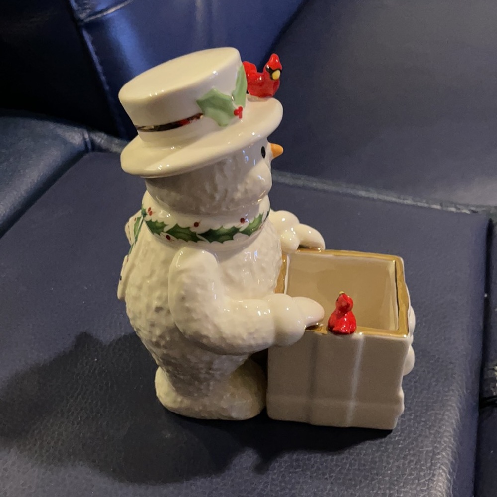 Lenox Happy Holly Days Snowman Treat Dish - Picture 2 of 7